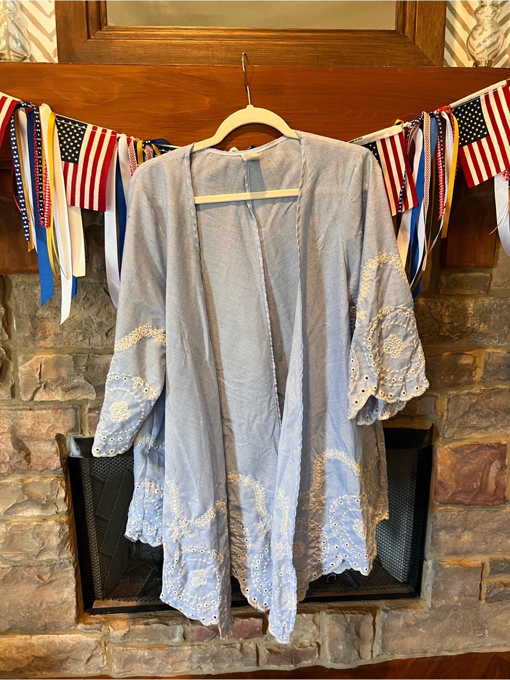 Light Blue Eyelet Kimono Cardigan size L/XL